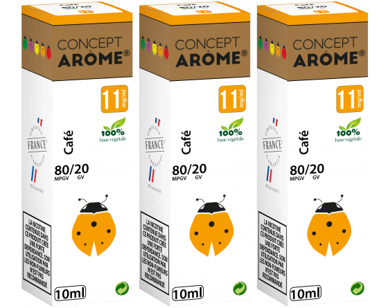 3 Flacons ConceptArome 80/20 café